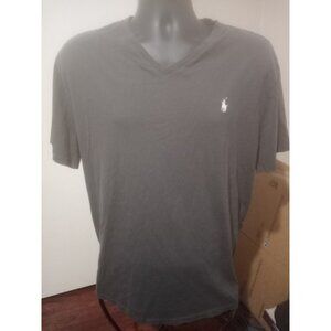 Polo Ralph Lauren Mens XL V Neck T-Shirt White Pony Logo Gray Tee Top